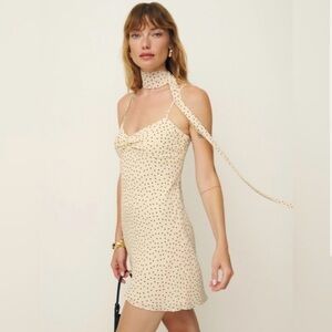 Elegant Cream Polka Dot Dress
